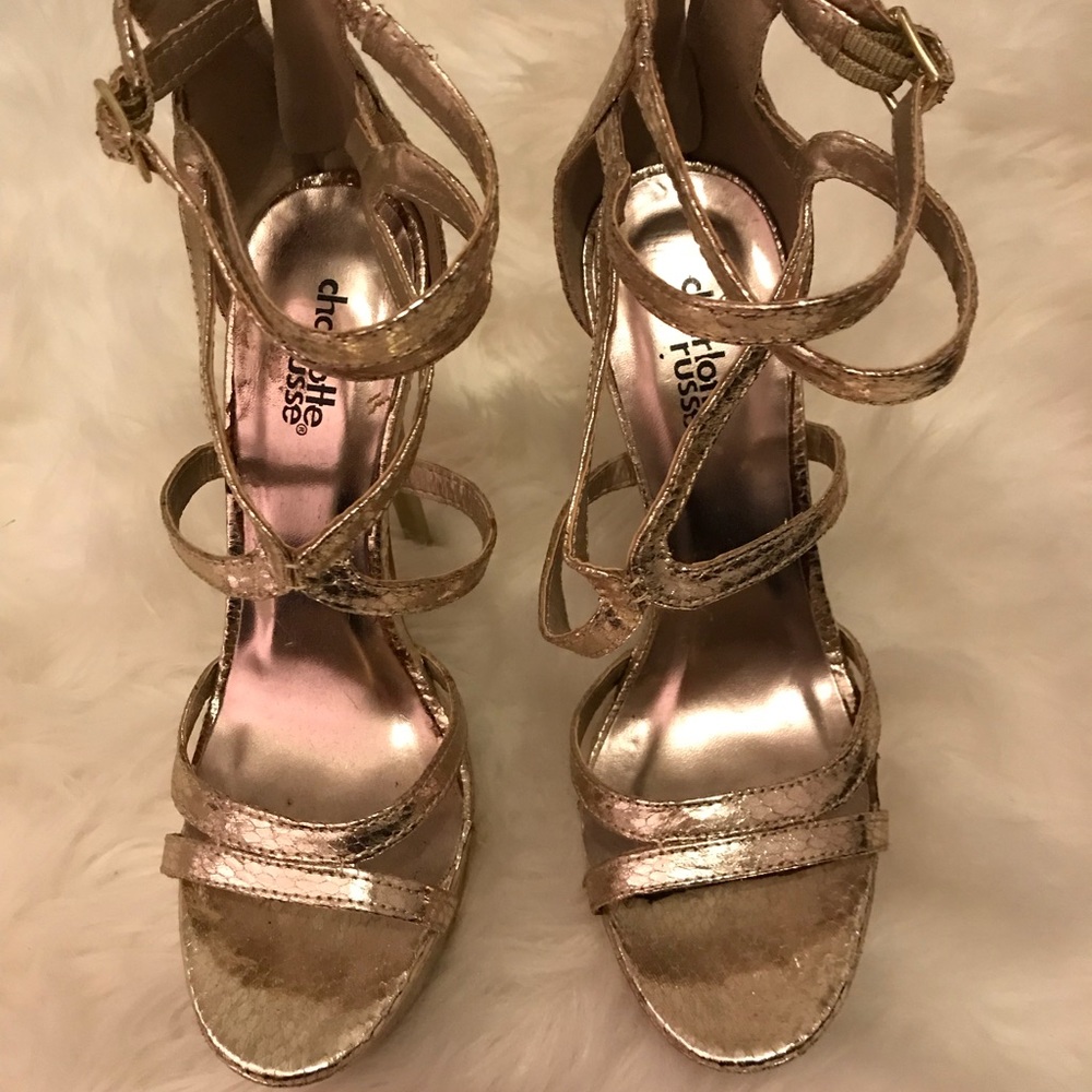 Gold platform heels